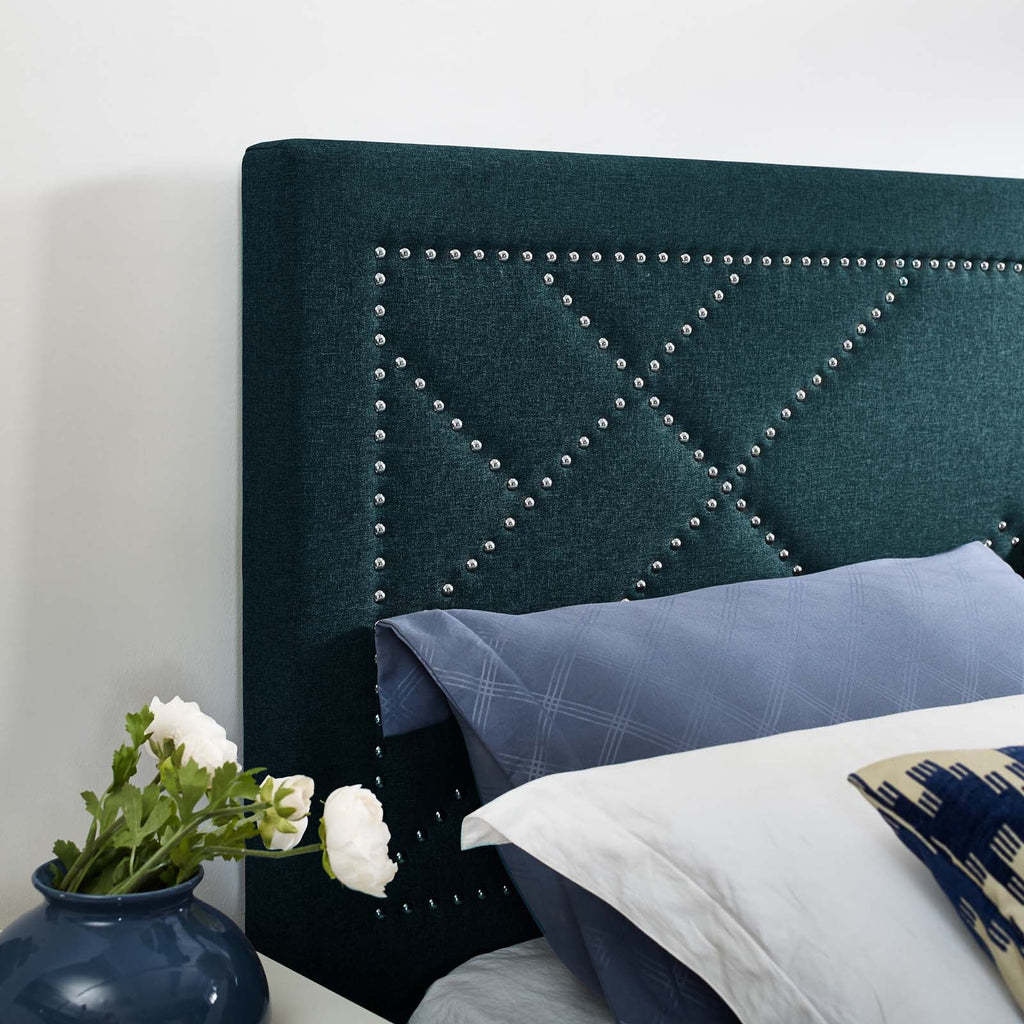 Reese Nailhead Upholstered Linen Fabric Full / Queen Headboard by Modway