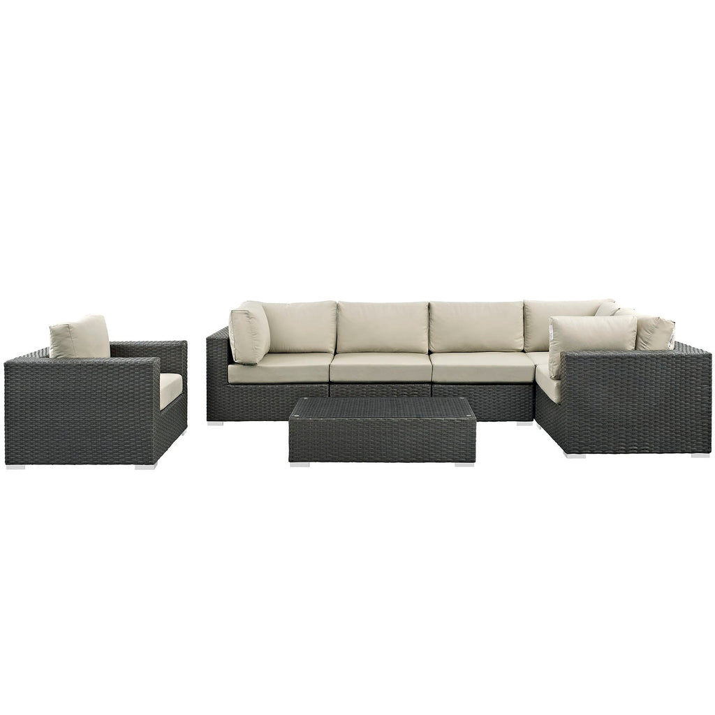 Sojourn 7 Piece Outdoor Patio Sunbrella¨ Sectional Set by Modway