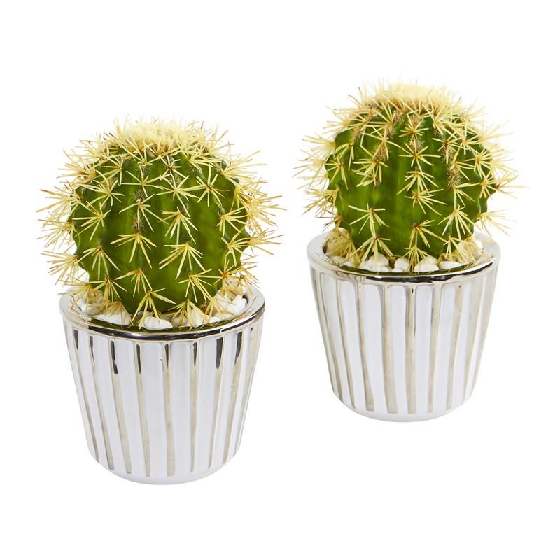 8"  Cactus Artificial Plant in Decorative Planter (Set of 2)
