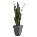 57"  Sansevieria Artificial Plant in Slate Planter