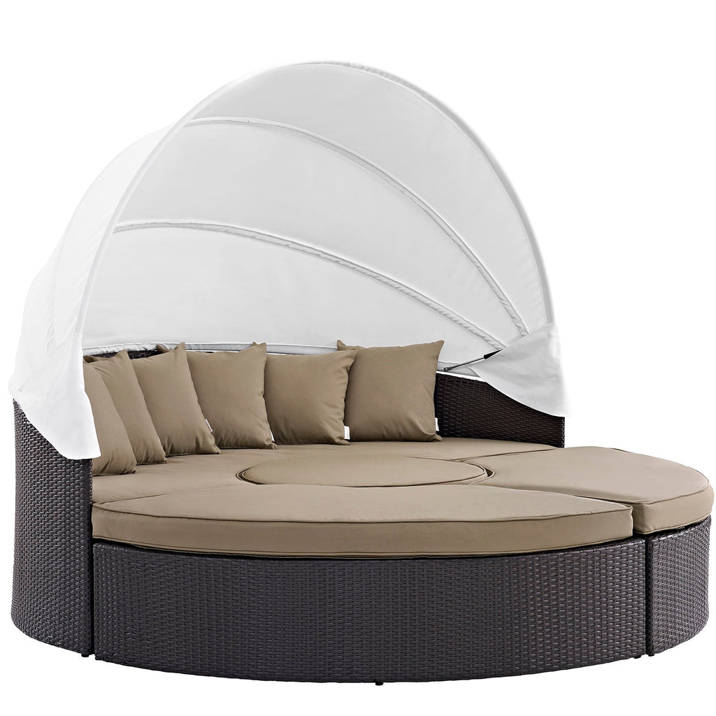 Quest Outdoor Patio Wicker Rattan Canopy Sectional Daybed by Modway