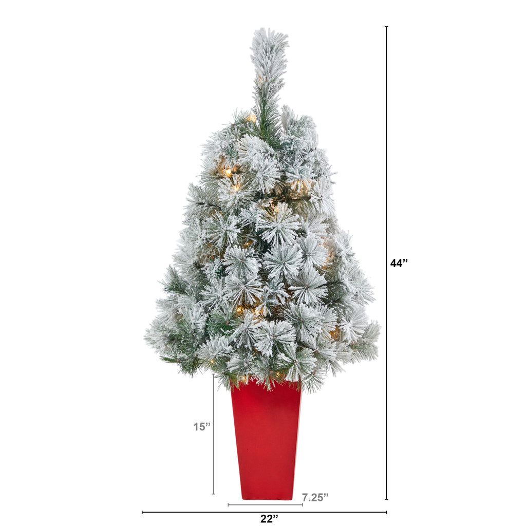 44' Flocked Oregon Pine Artificial Christmas Tree w/ 50 Clear Lights