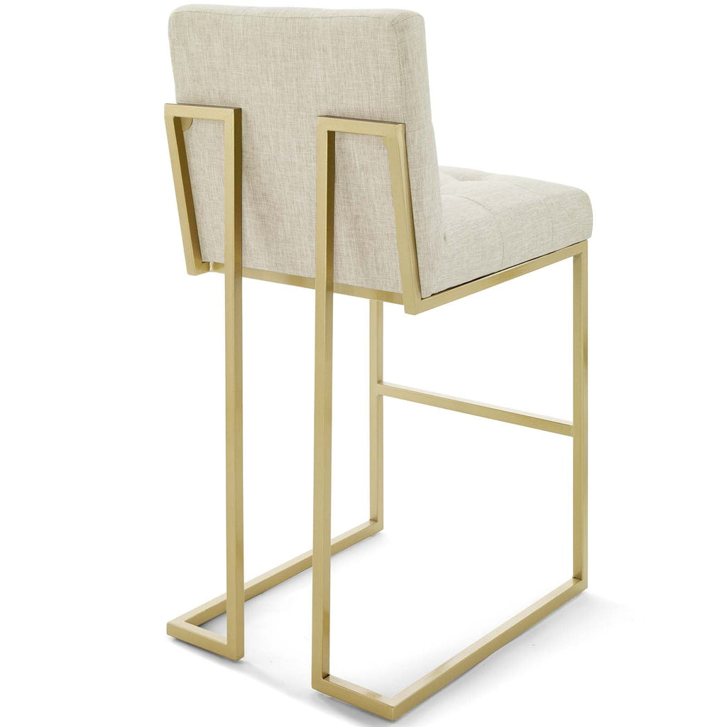 Privy Gold Stainless Steel Upholstered Fabric Bar Stool by Modway