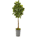 6' Beech Leaf Artificial Tree in Metal Planter with Copper Trimming