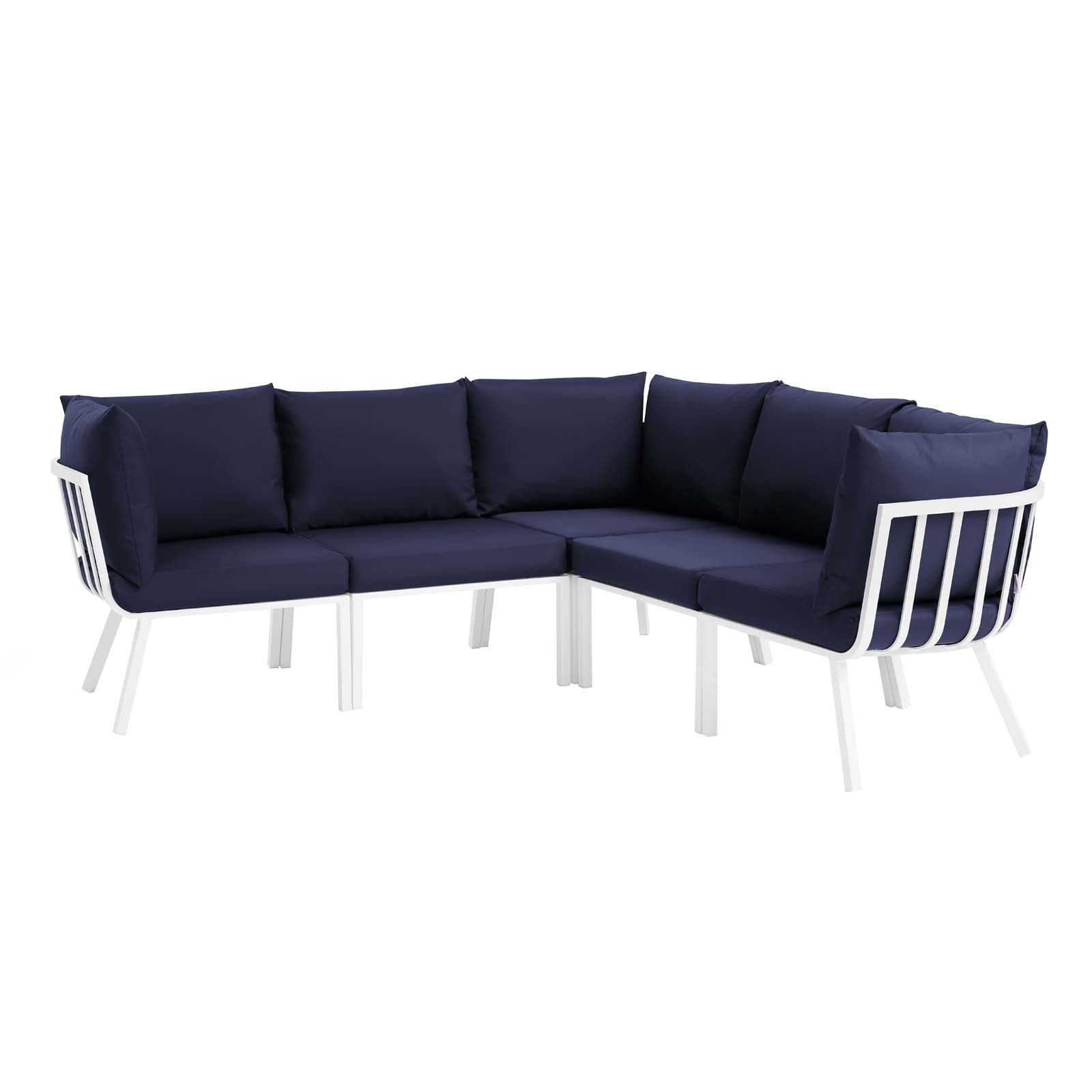 Riverside 5 Piece Outdoor Patio Aluminum Sectional by Modway