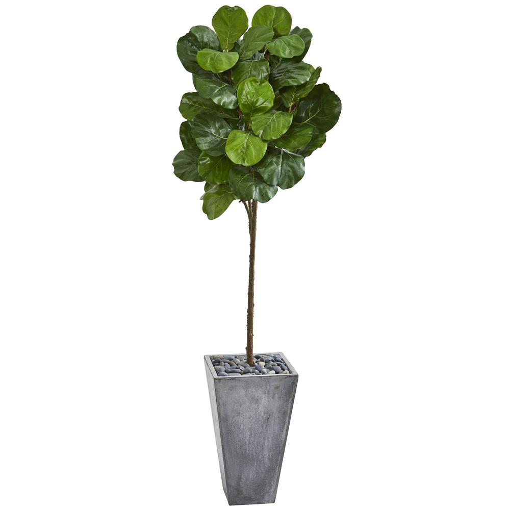 75"  Fiddle Leaf Artificial Tree in Cement Planter
