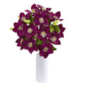 21"  Anemone Artificial Arrangement in White Vase