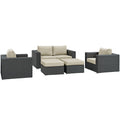 Sojourn 5 Piece Outdoor Patio Sunbrella¨ Sectional Set by Modway