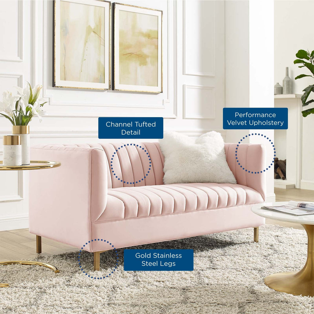 Shift Channel Tufted Performance Velvet Loveseat by Modway