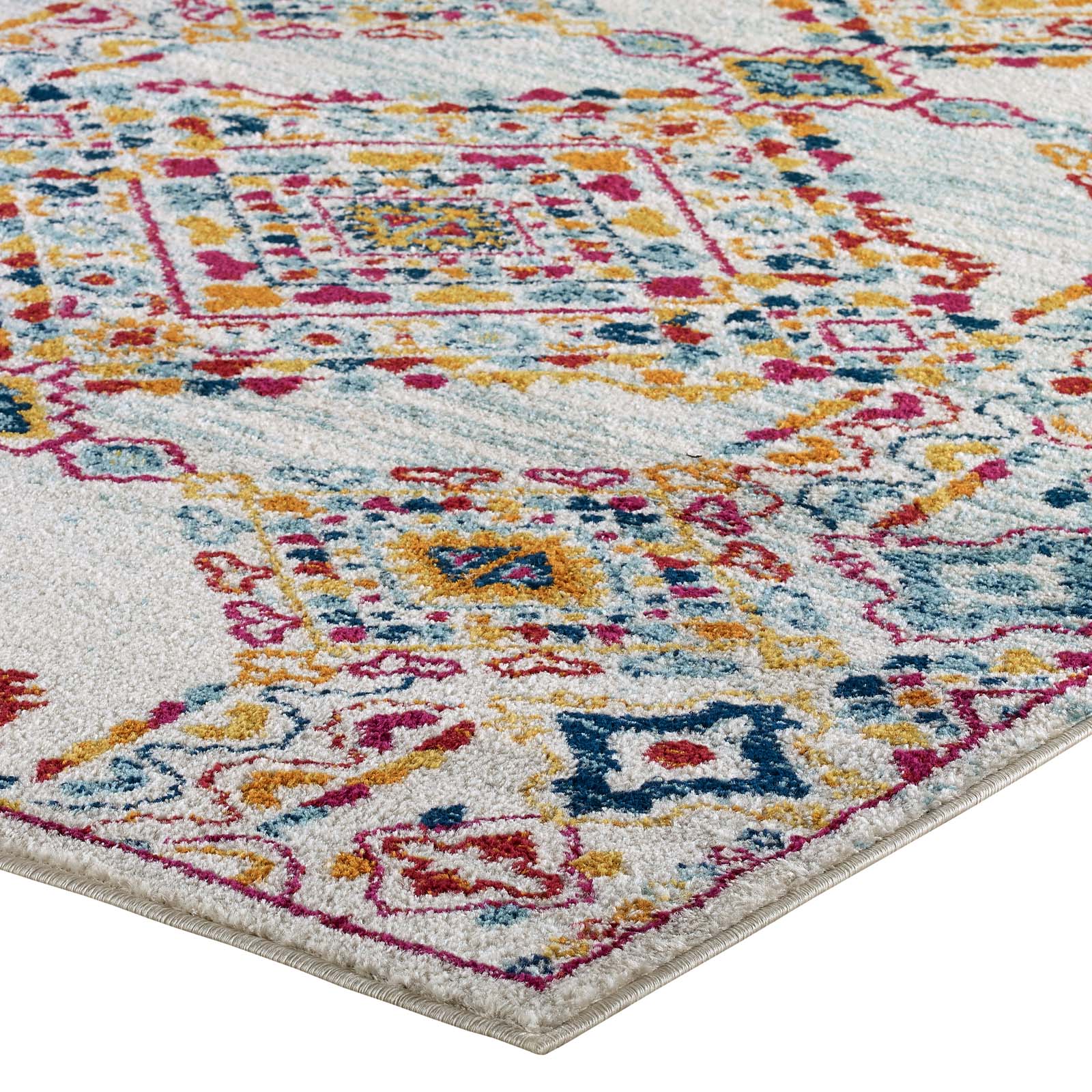 Entourage Khalida Distressed Vintage Floral Lattice 5x8 Area Rug by Modway