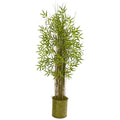 53"  Bamboo Grass Artificial Plant in Green Metal Planter