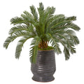 31"  Cycas Artificial Plant in Ribbed Metal Planter