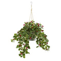 42"  Variegated Holly Berry Artificial Plant in Hanging Bucket (Real Touch)