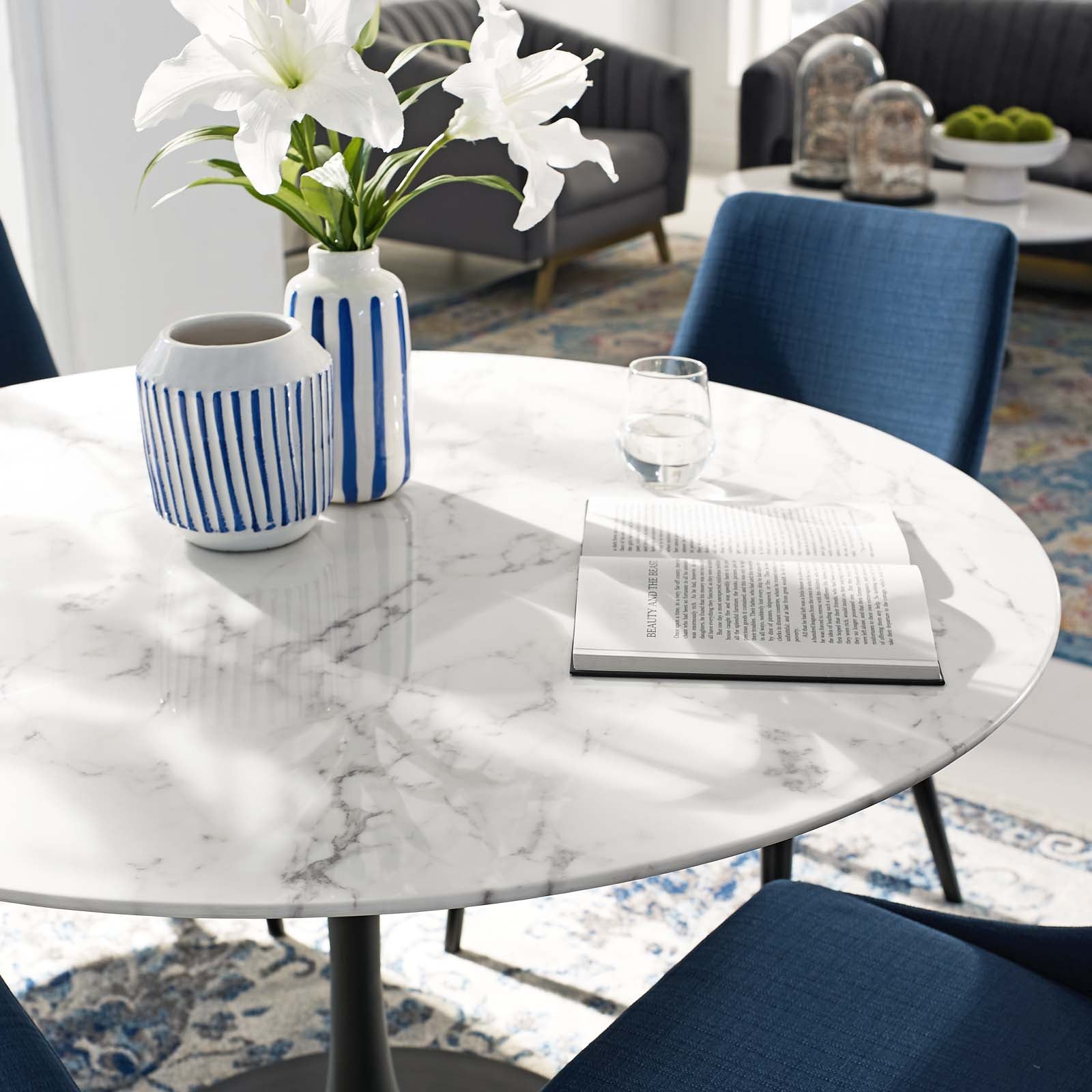 Lippa 48" Round Faux Marble Dining Table by Modway