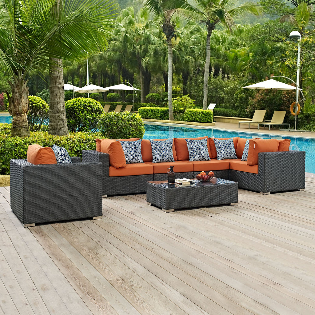 Sojourn 7 Piece Outdoor Patio Sunbrella¨ Sectional Set by Modway