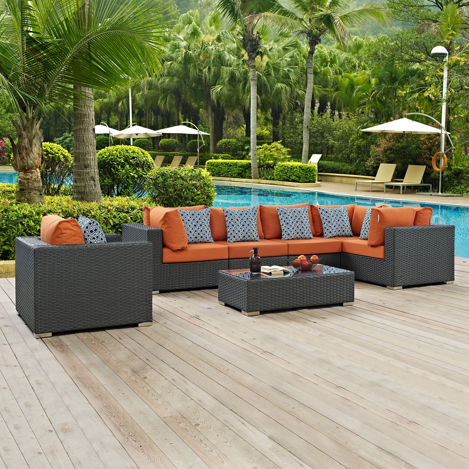 Sojourn 7 Piece Outdoor Patio Sunbrella¨ Sectional Set by Modway