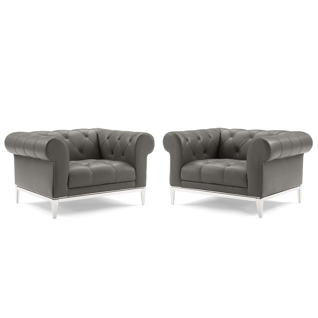 Idyll Tufted Upholstered Leather Armchair Set of 2 by Modway