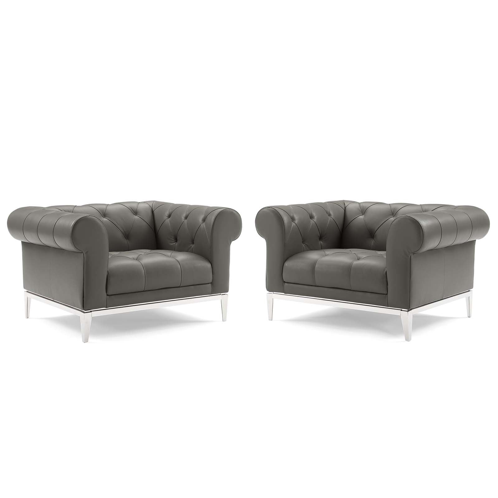 Idyll Tufted Upholstered Leather Armchair Set of 2 by Modway