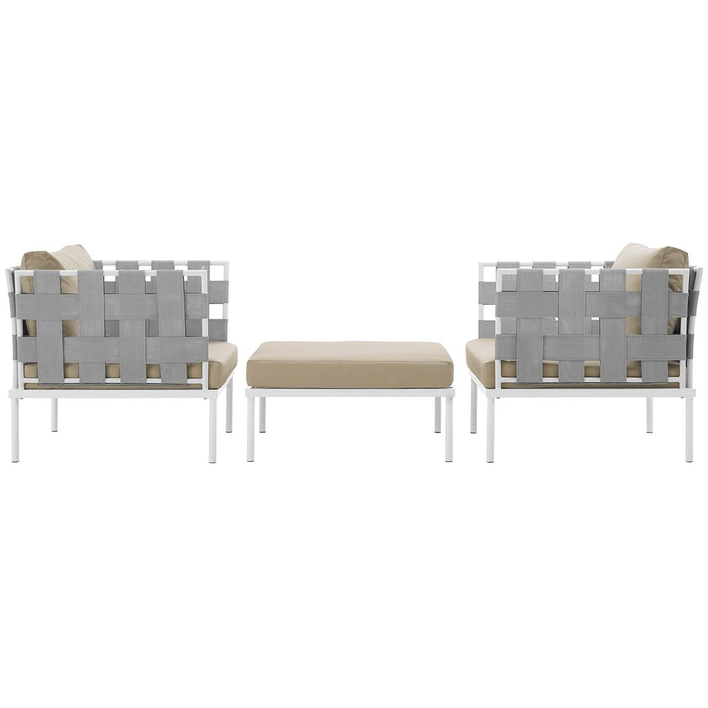 Harmony 3 Piece Outdoor Patio Aluminum Sectional Sofa Set by Modway