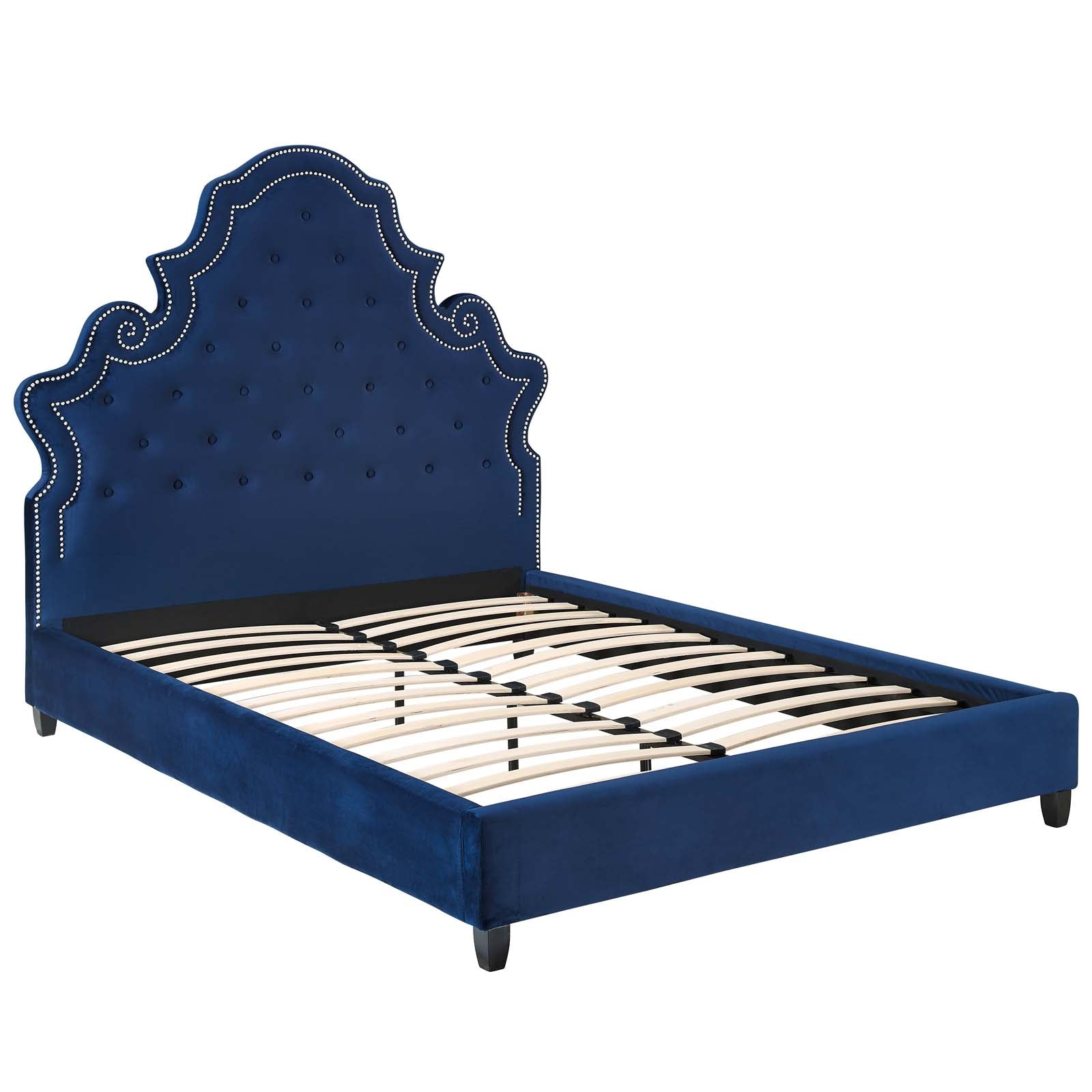 Valentina Tufted Nailhead Performance Velvet Queen Platform Bed by Modway