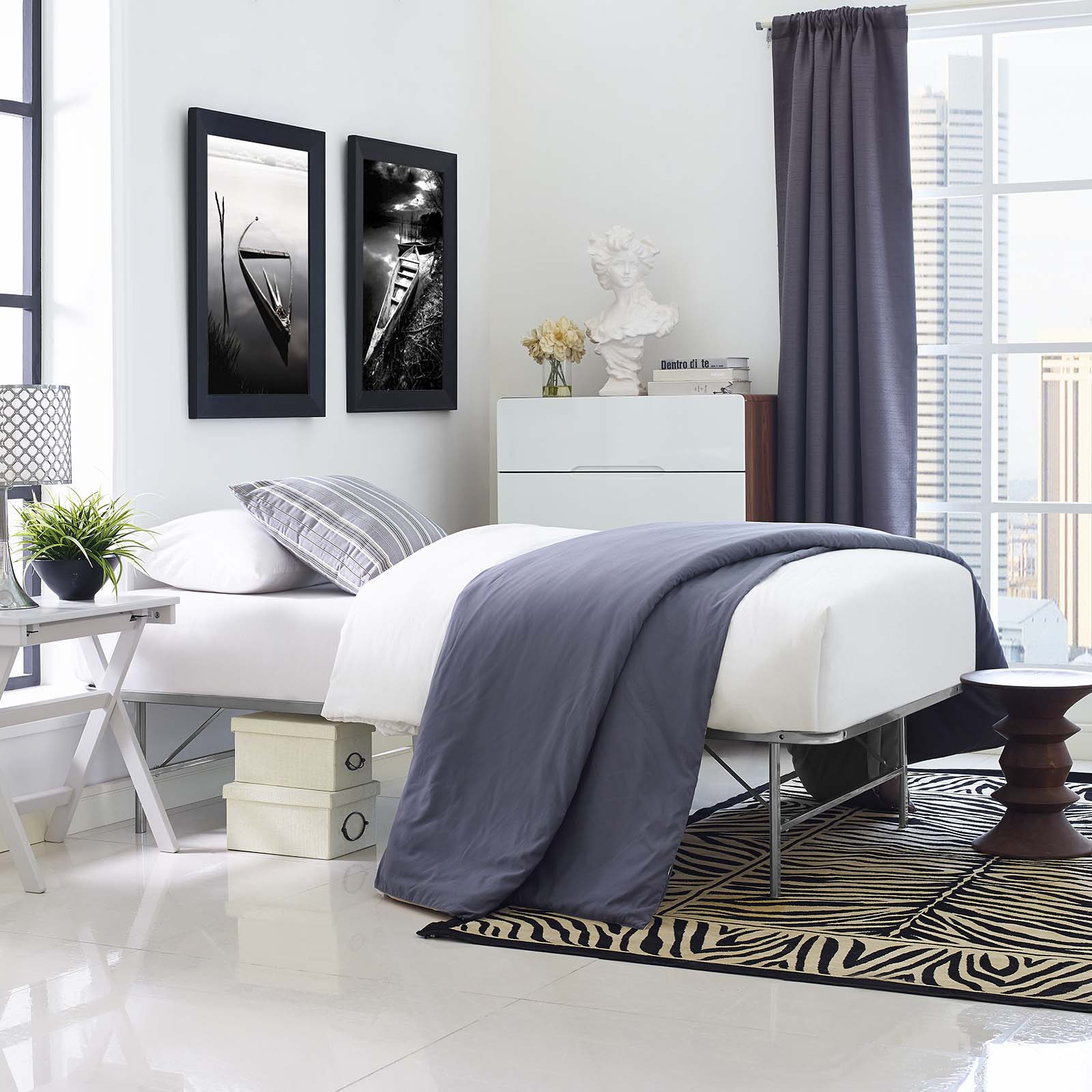 Horizon Stainless Steel Twin Bed Frame by Modway