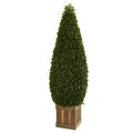 5' Boxwood Cone Topiary Artificial Tree with Decorative Planter