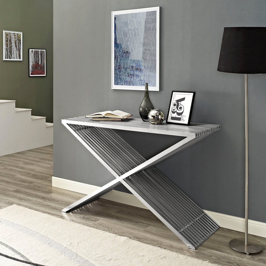 Press Stainless Steel Console Table by Modway