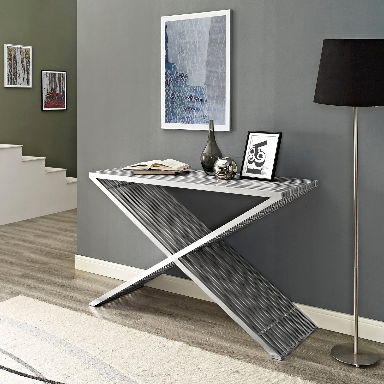 Press Stainless Steel Console Table by Modway