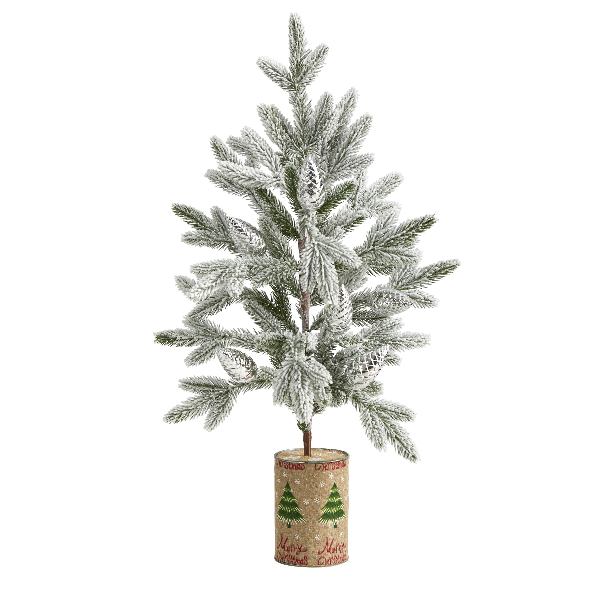 28" Flocked Christmas Artificial Tree in Decorative Planter