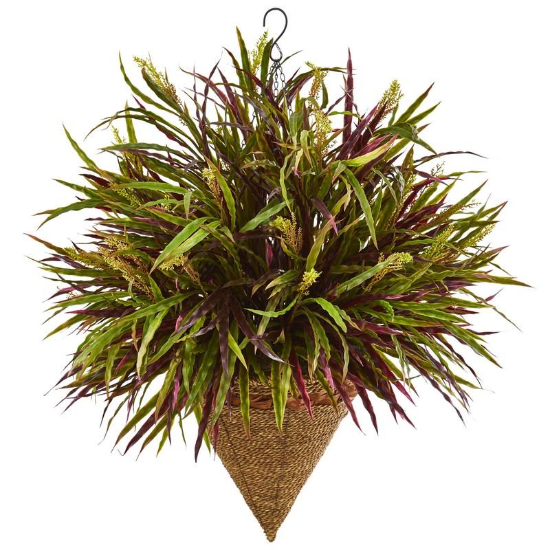 29" Autumn Grass Hanging Basket Artificial Plant