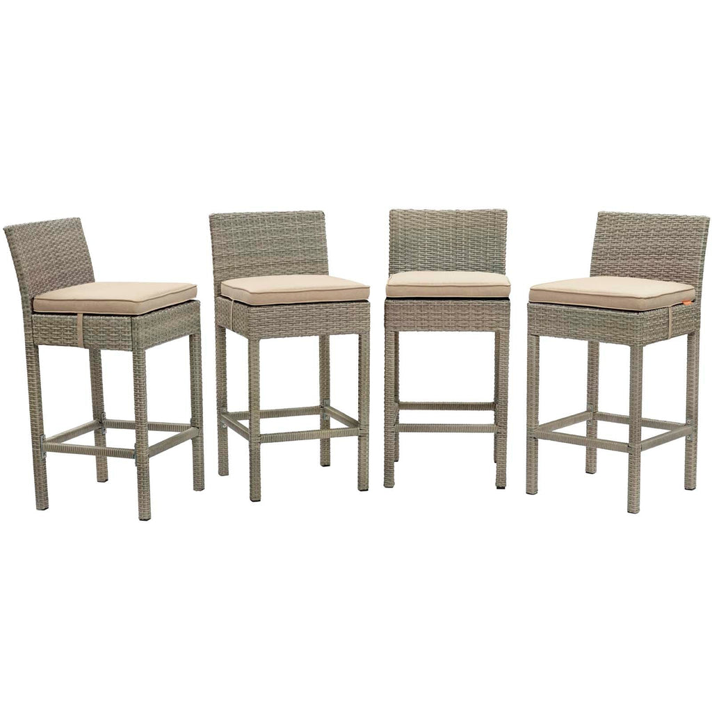 Conduit Outdoor Patio Wicker Rattan Bar Stool Set of 4 by Modway