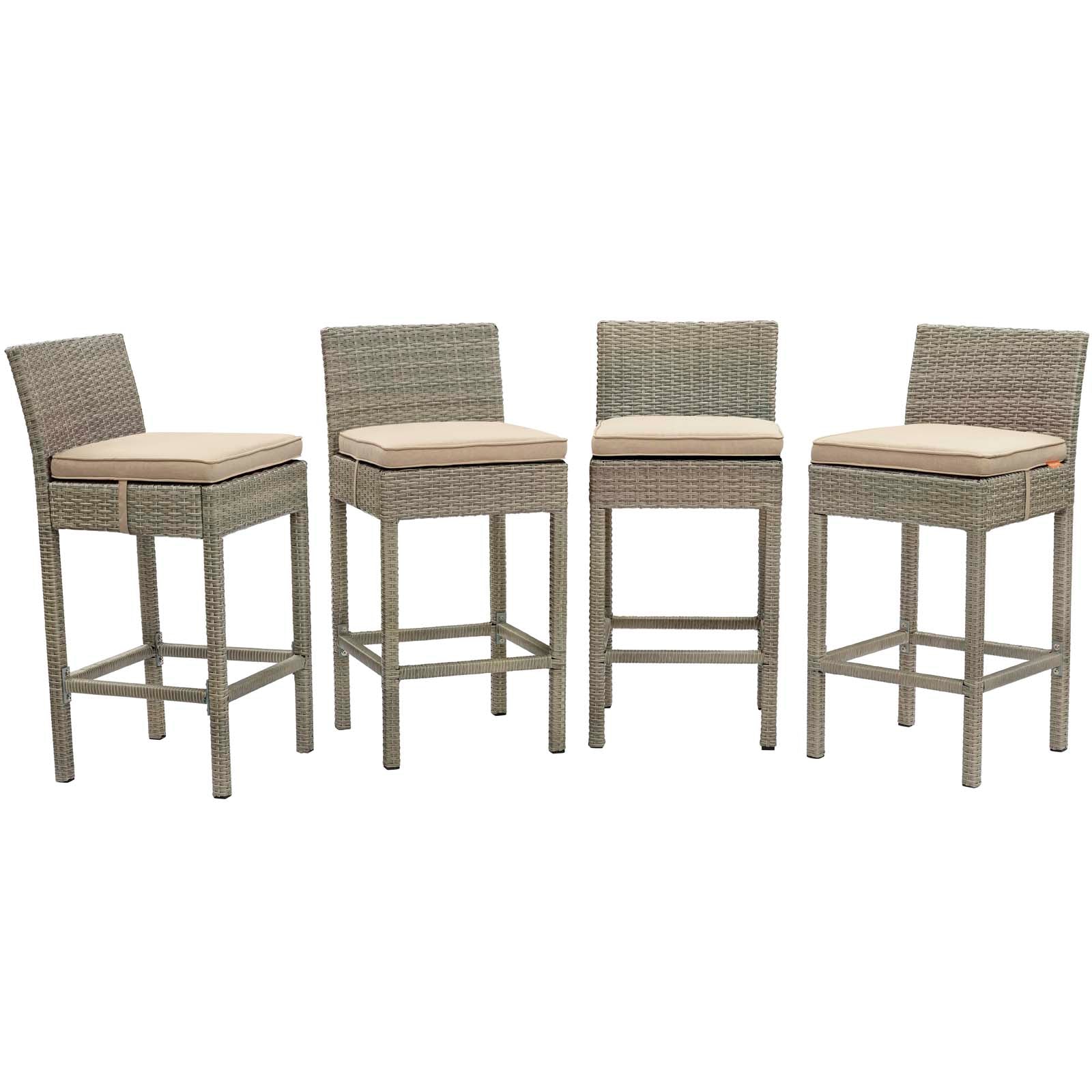 Conduit Outdoor Patio Wicker Rattan Bar Stool Set of 4 by Modway