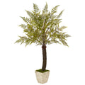 74" Fern Artificial Plant In White Planter 9485 By Nearly Natural