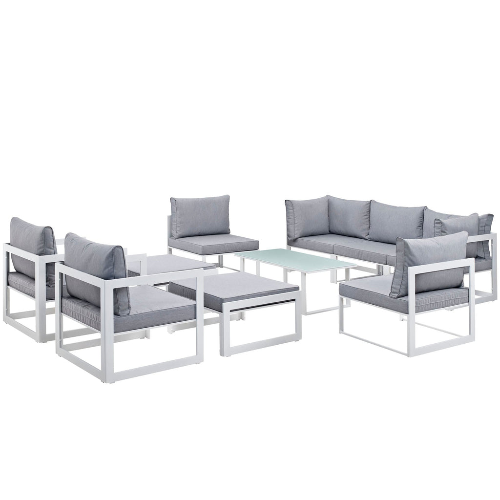 Fortuna 10 Piece Outdoor Patio Sectional Sofa Set by Modway