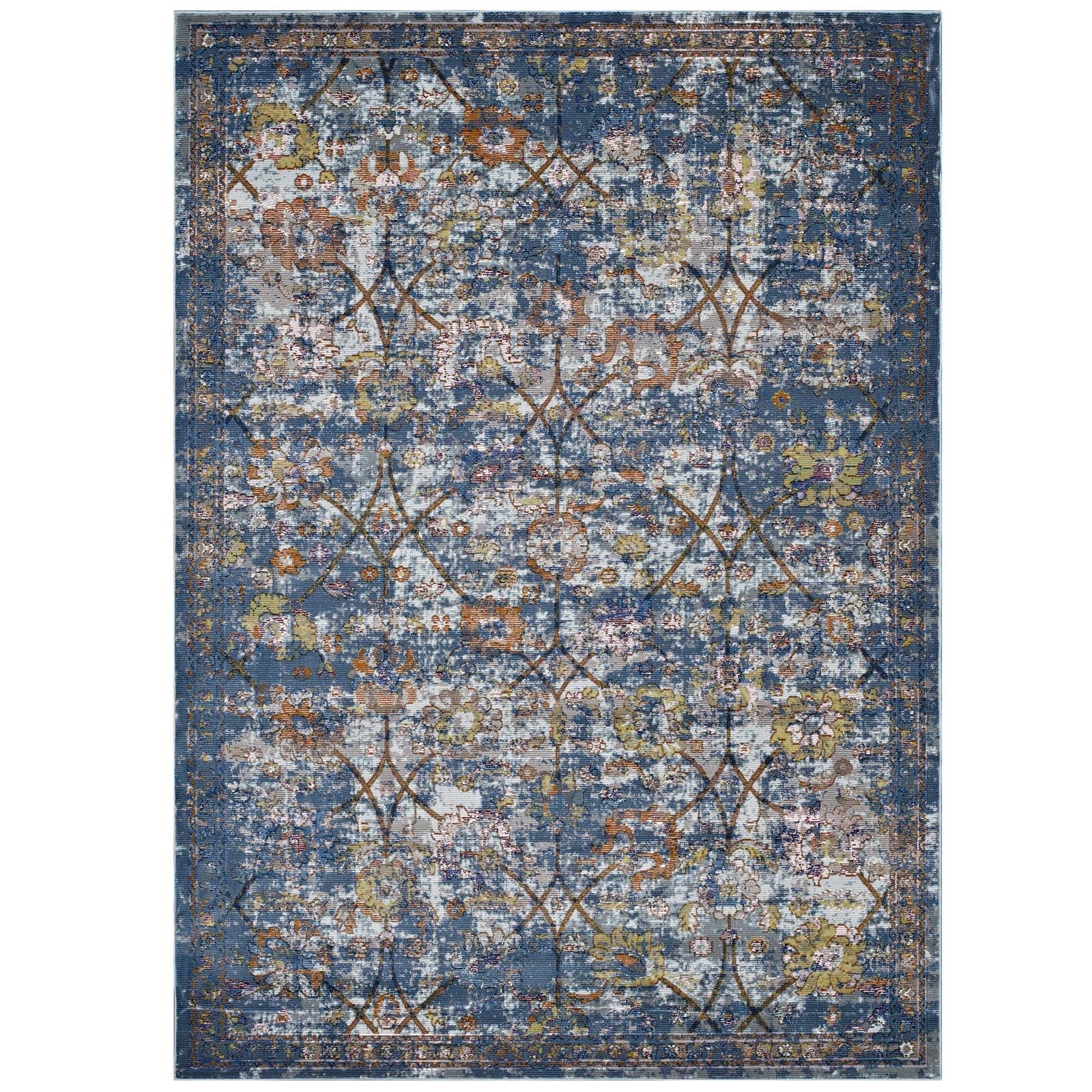 Minu Distressed Floral Lattice 8x10 Area Rug by Modway