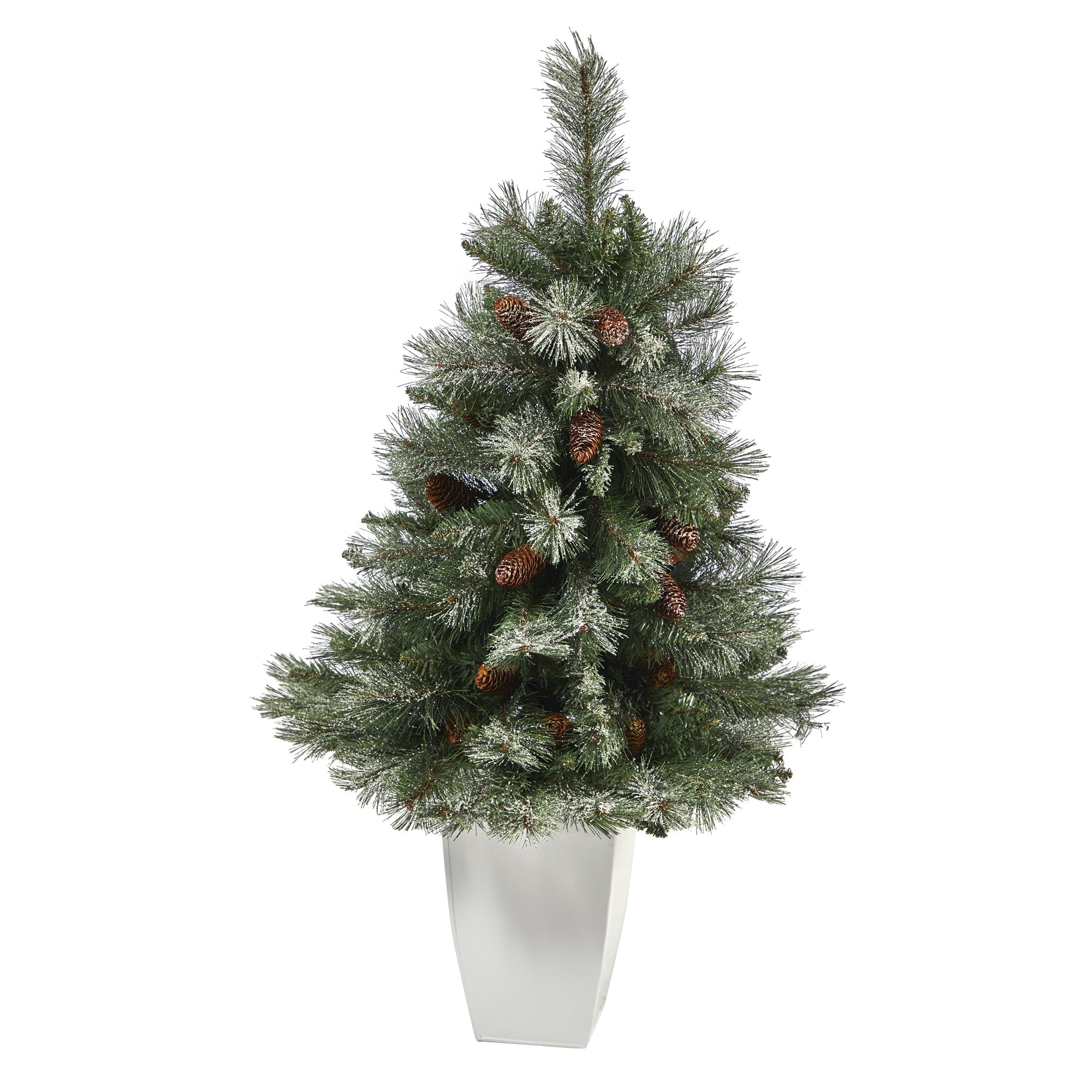 3.5' Snowed French Alps Mountain Pine Artificial Christmas Tree w/ 135 Bendable