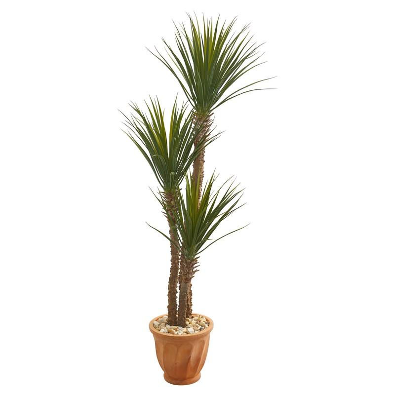 65"  Yucca Rostrara Artificial Tree in Terra Cotta Planter