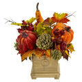 Pumpkin, Gourd, Berry And Maple Leaf Artificial Arrangement By Nearly Natural