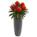 31' Bromeliad Artificial Plant in Gray Planter