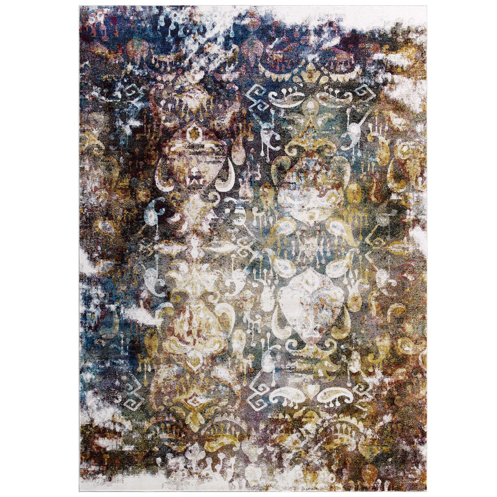 Success Jayla Transitional Distressed Vintage Floral Moroccan Trellis 4x6 Area Rug by Modway