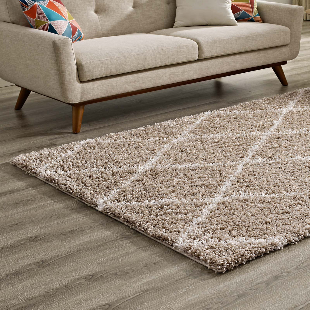 Toryn Diamond Lattice 5x8 Shag Area Rug by Modway