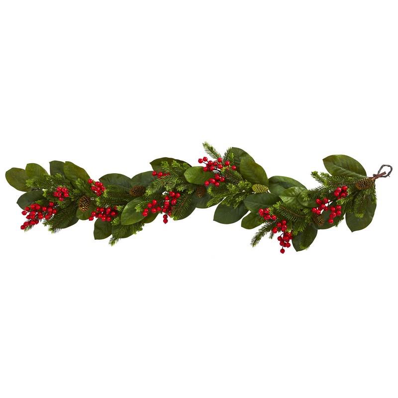 5"  Magnolia Berry Pine Artificial Garland
