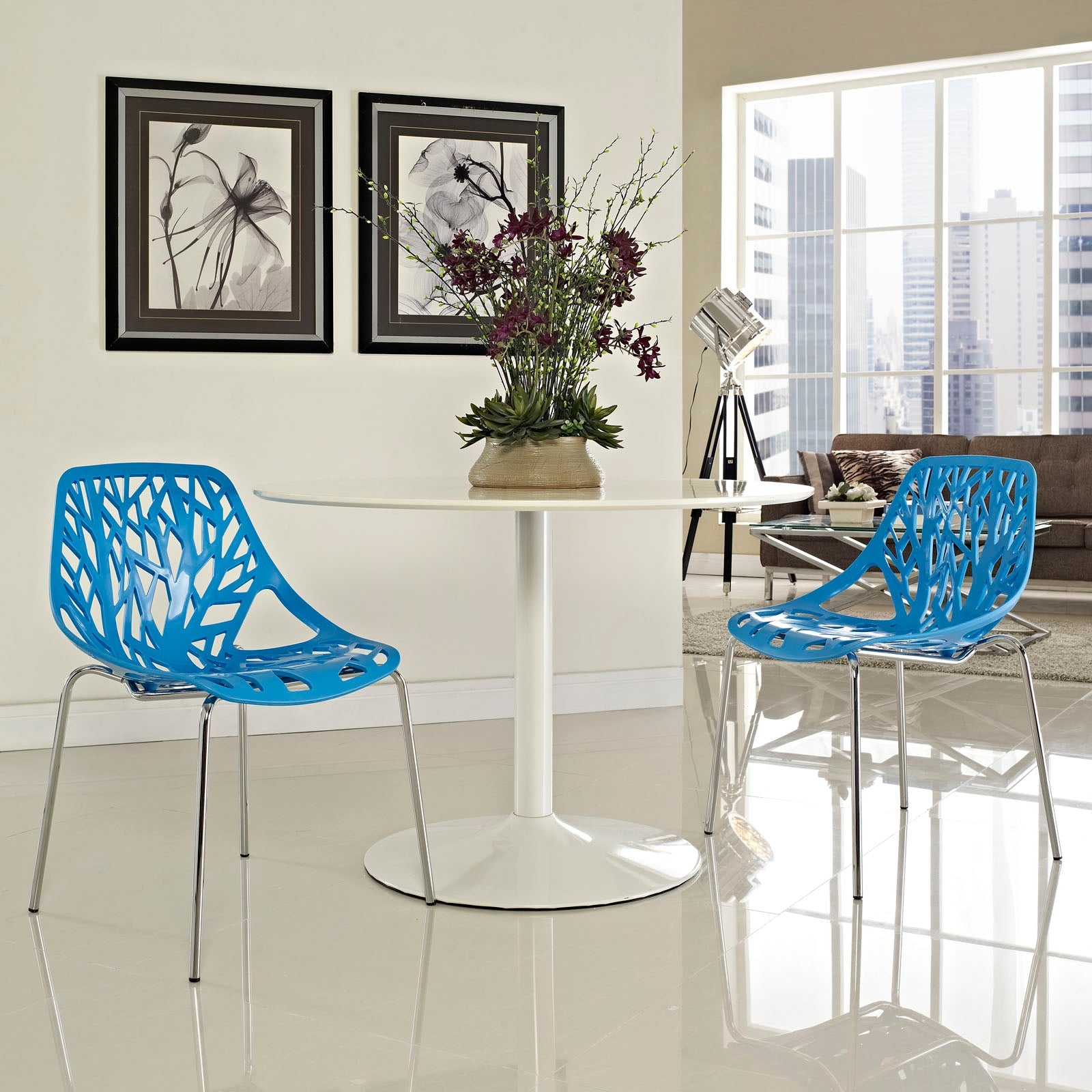 Stencil Plastic Dining Side Chair Set of 2 by Modway