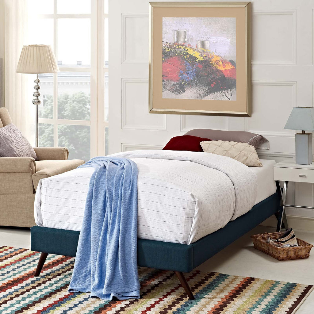 Loryn Fabric Twin Bed Frame with Round Splayed Legs by Modway