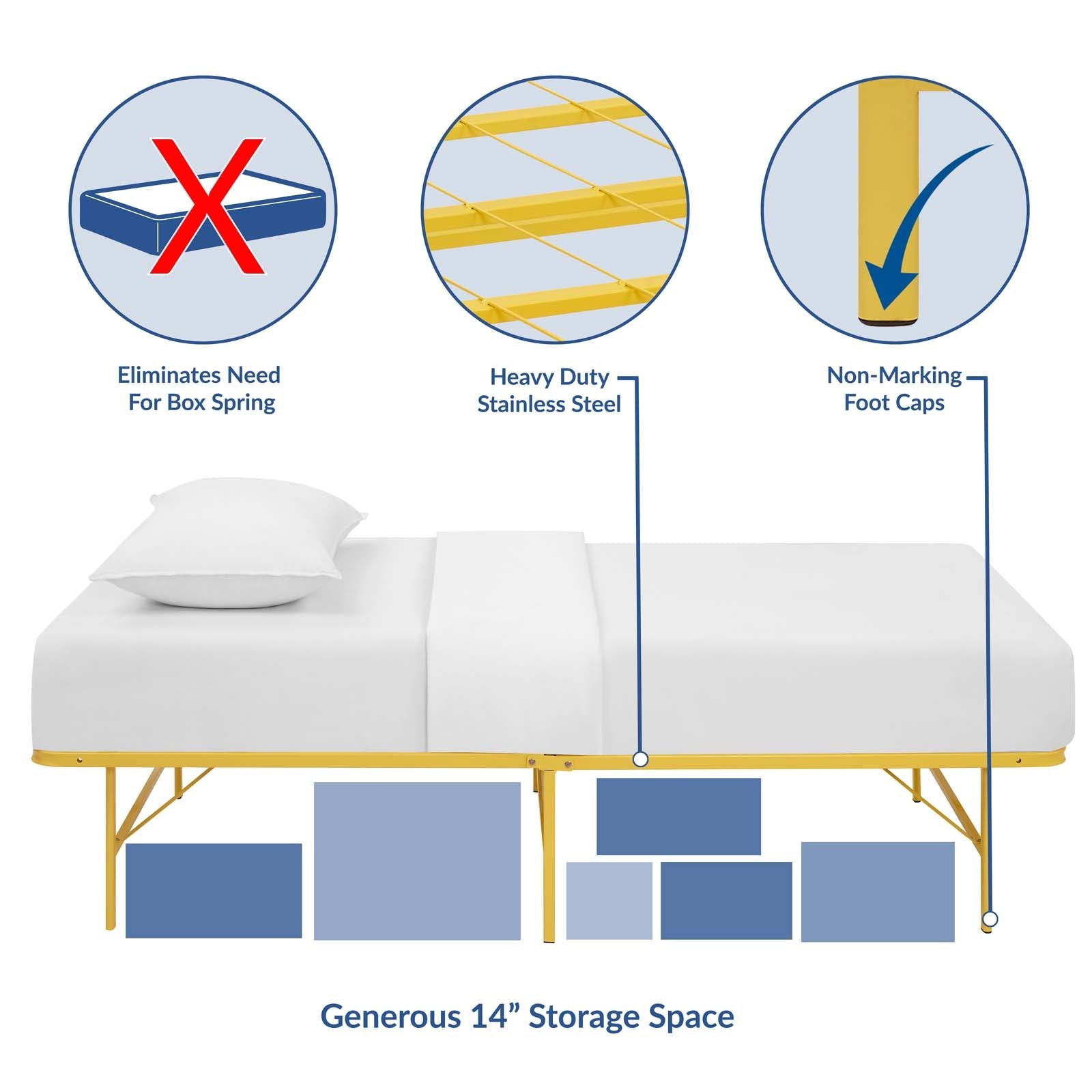 Horizon Stainless Steel Twin Bed Frame by Modway