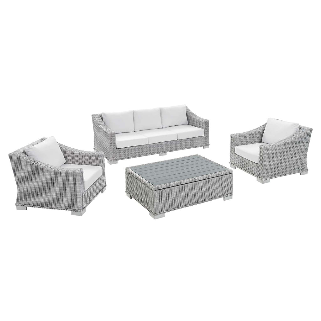 Conway 4-Piece Sunbrella¨ Outdoor Patio Wicker Rattan Furniture Set by Modway