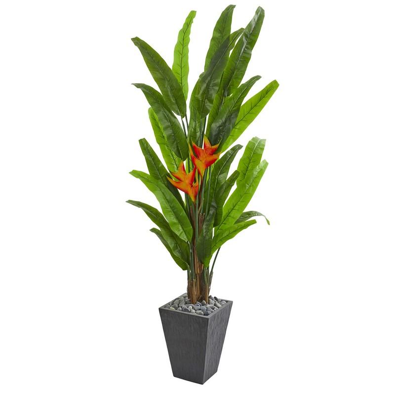 6.5' Heliconia Artificial Plant in Slate Planter