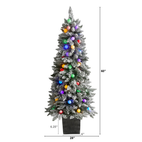 5' Flocked British Columbia Mountain Fir Artificial Christmas Tree