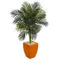 4.5' Golden Cane Palm Artificial Tree in Orange Planter