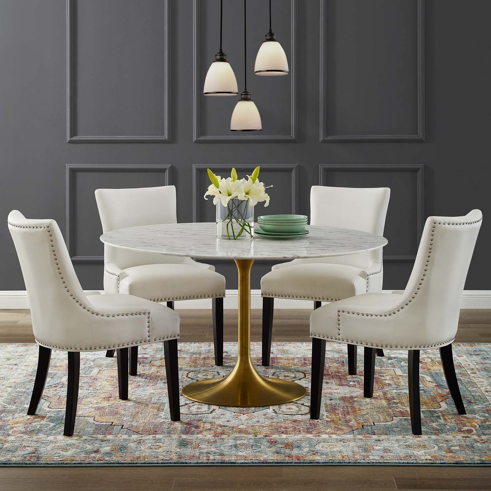 Lippa 54" Round Faux Marble Dining Table by Modway